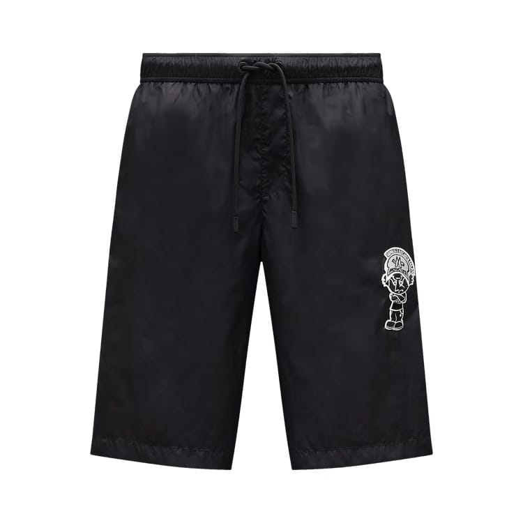 2 Moncler Patch Swim Shorts Black