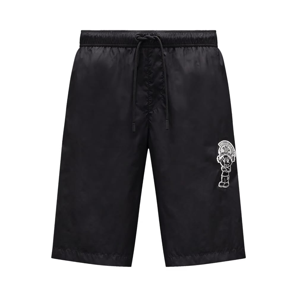 2 Moncler Patch Swim Shorts Black