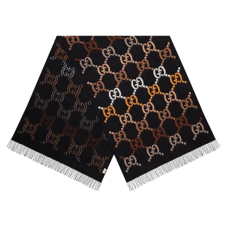 Gucci GG Wool Stole Black/Dark Brown