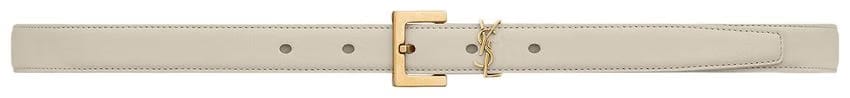 Saint Laurent Cassandre Thin Belt With Square Buckle Crema Soft