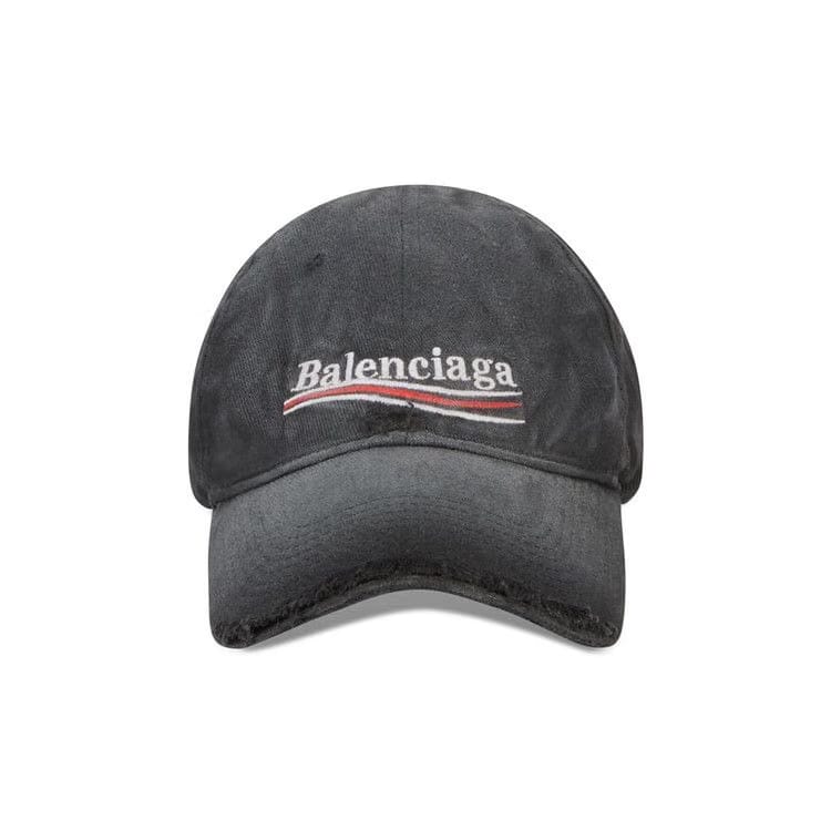 Balenciaga Political Destroyed Baseball Cap Black/White