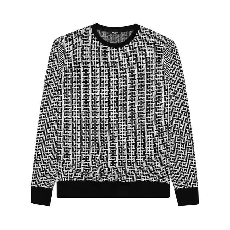 Balmain Mini Monogram Sweatshirt Blanc/Noir