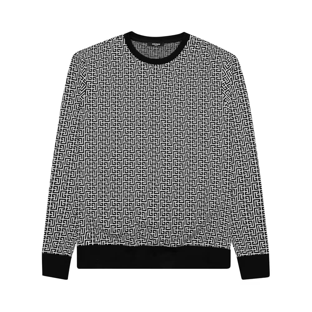Balmain Mini Monogram Sweatshirt Blanc/Noir