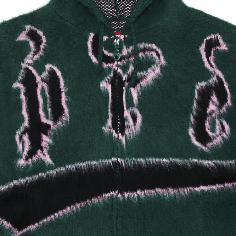 Supreme Accent Brushed Zip Up Hooded Sweater Green