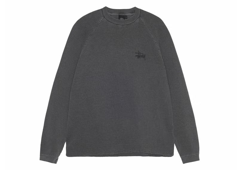 Stussy Raglan Thermal L/S Crew Washed Black