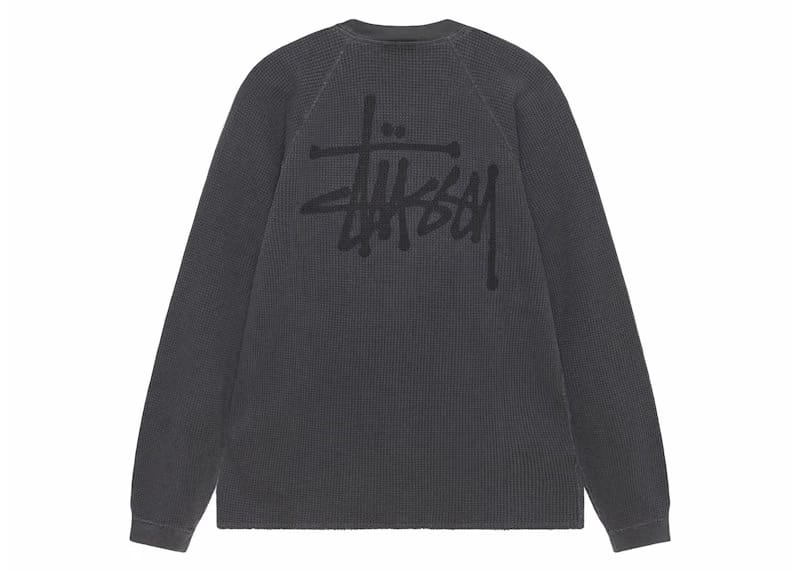 Stussy Raglan Thermal L/S Crew Washed Black