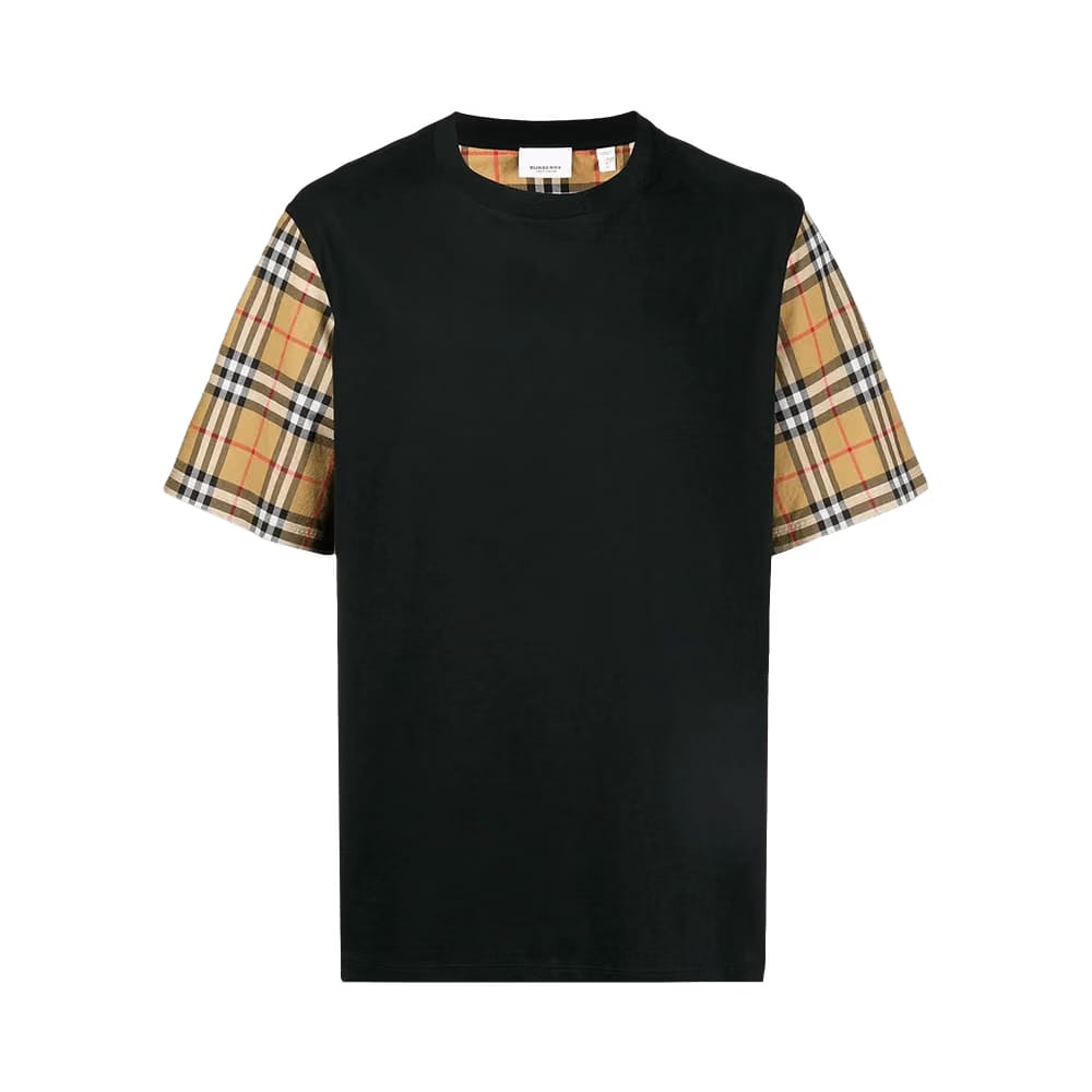 Burberry Serra Check Sleeve T-Shirt Black