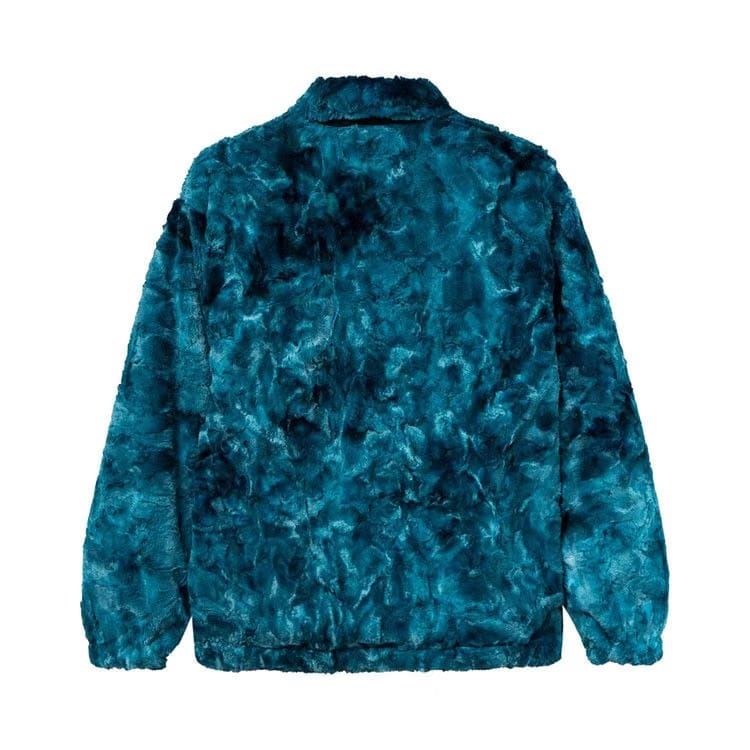 Brain Dead Fully Reversible Zip Front Fur Shirt Jacket Teal/Navy