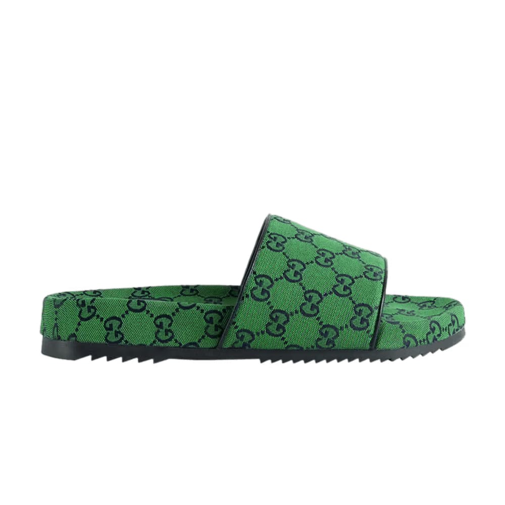 Gucci GG Canvas Slide Sandal Green Monogram