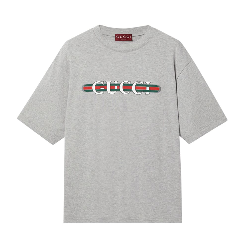 Gucci Web Logo T-Shirt Grey Melange