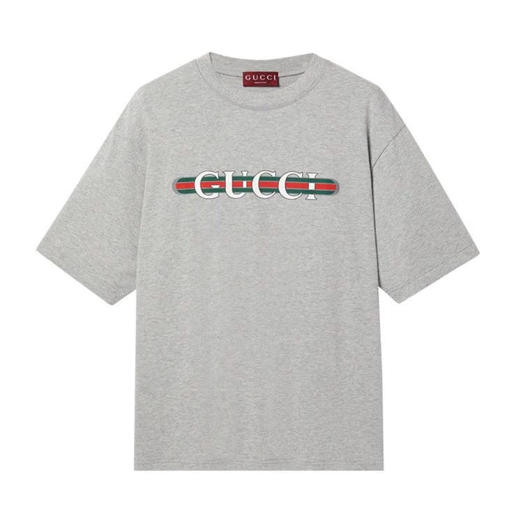 Gucci Web Logo T-Shirt Grey Melange