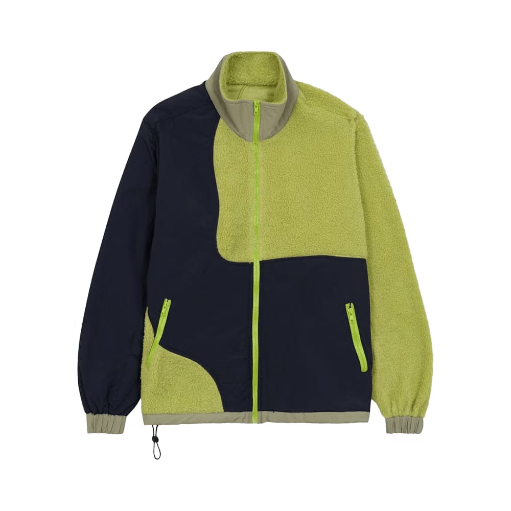 Brain Dead Paneled Sherpa Full Zip Jacket Lime