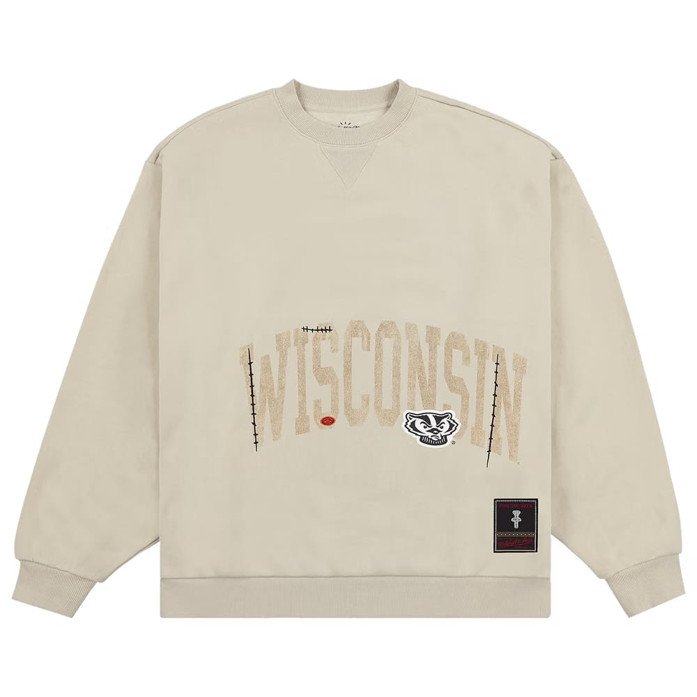 Cactus Jack by Travis Scott x Mitchell & Ness University Of Wisconsin Crewneck Tan