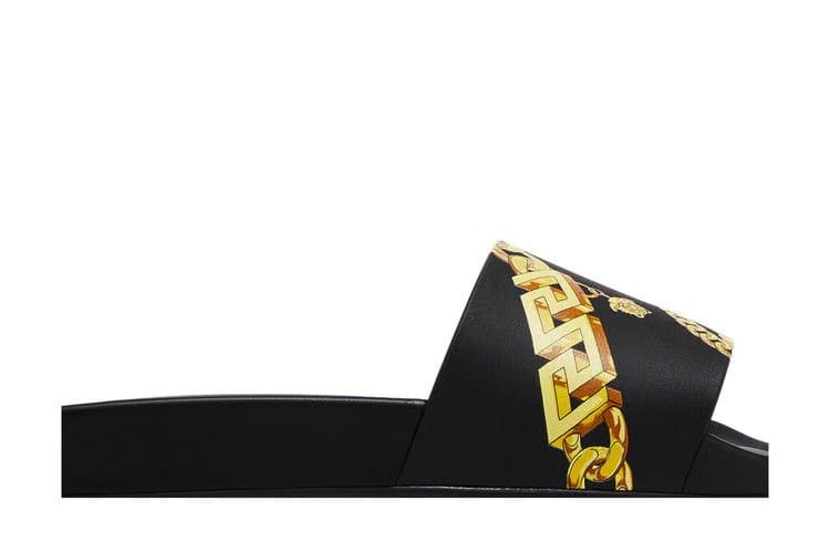 Versace Slide LA Greca Chain Print - Black