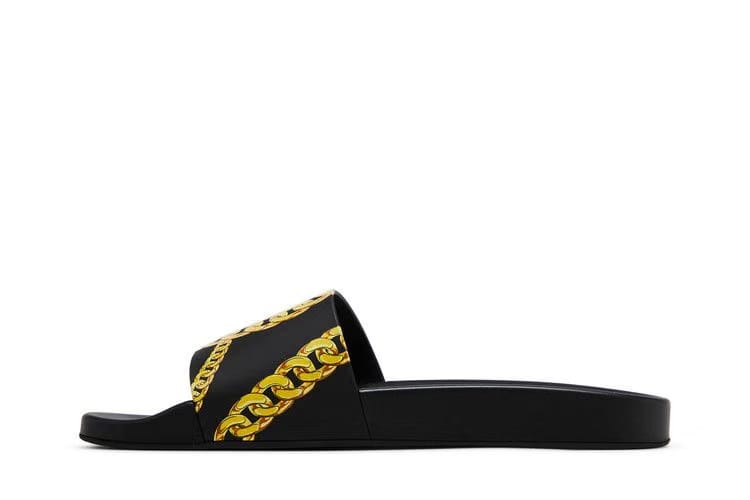 Versace Slide LA Greca Chain Print - Black