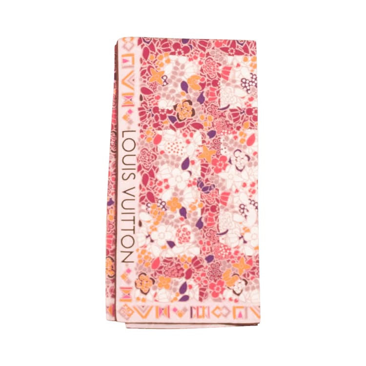 Louis Vuitton Floral Silk Square Scarf Pink