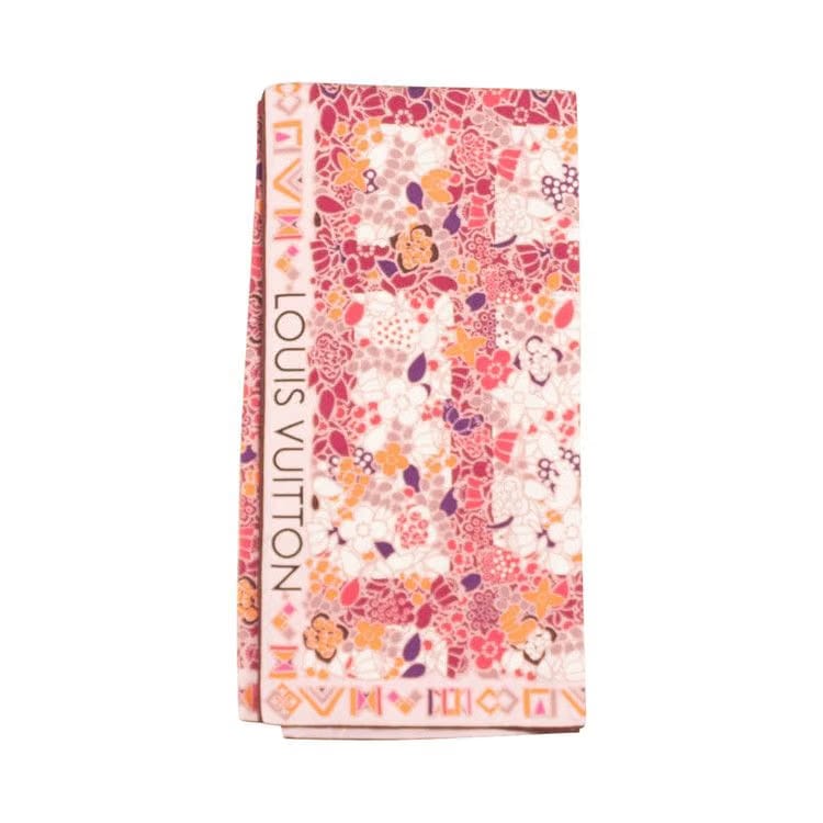 Louis Vuitton Floral Silk Square Scarf Pink