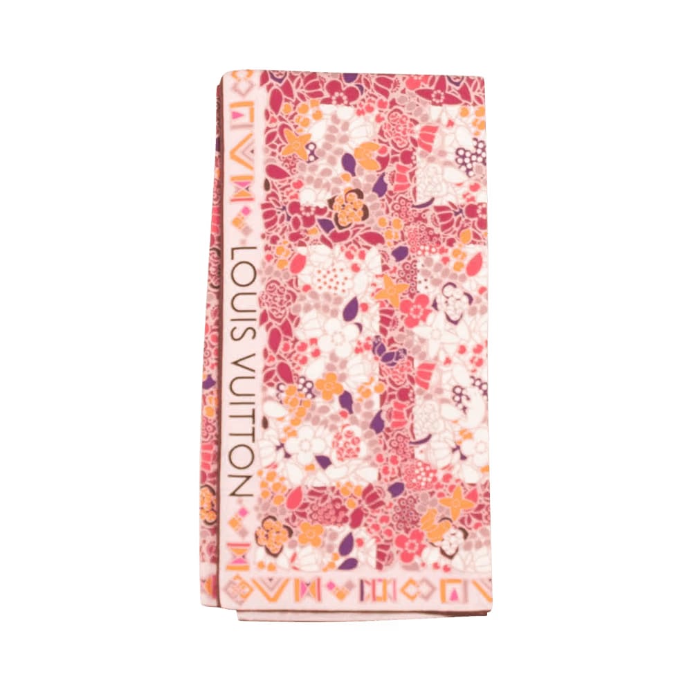 Louis Vuitton Floral Silk Square Scarf Pink