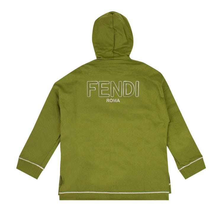 Fendi Logo Stripe Zip Up Hoodie Green