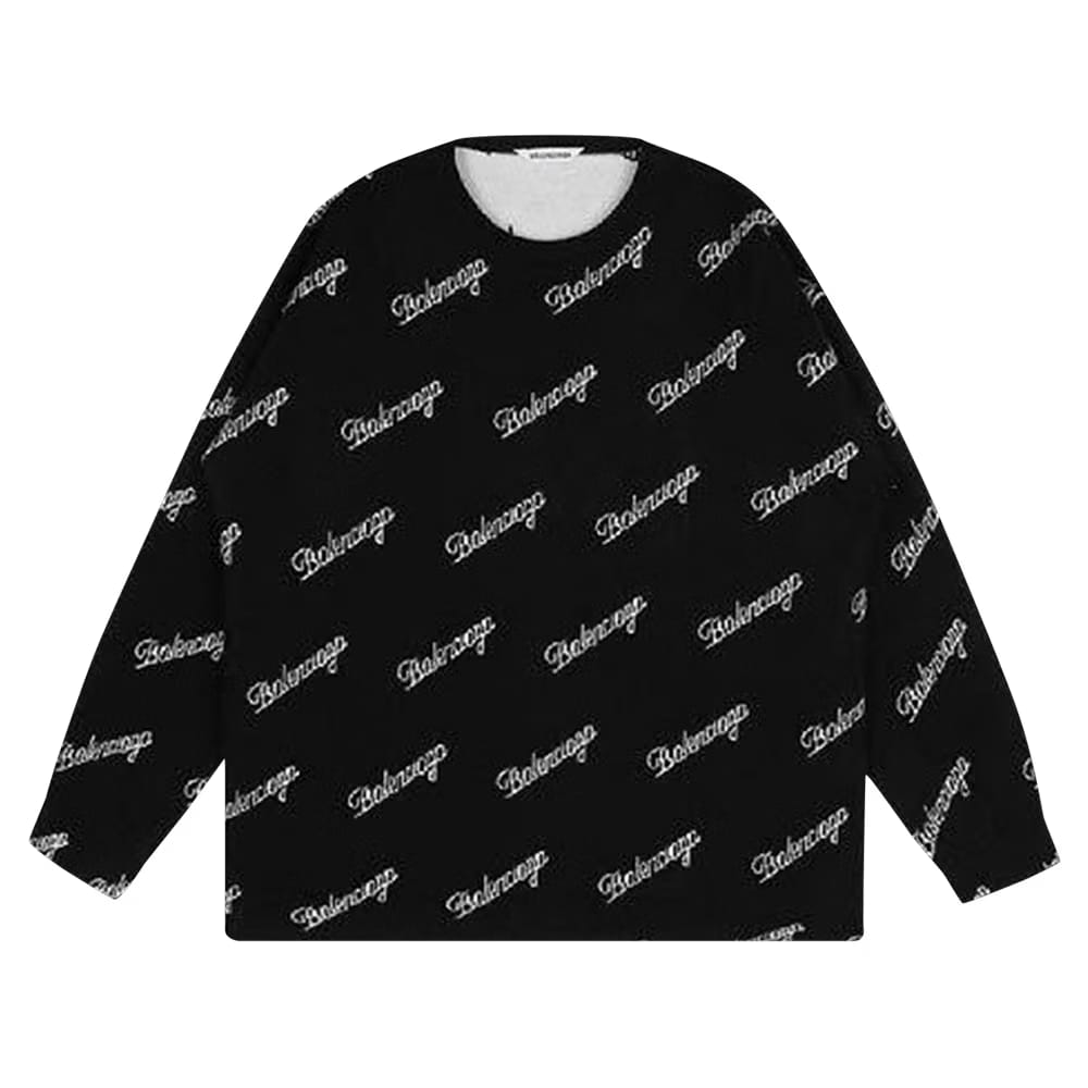 Balenciaga Script Logo Crewneck Black/White