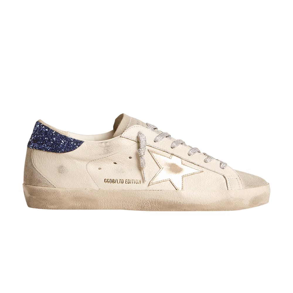 Golden Goose Wmns Superstar LTD 'White Platinum Metallic Blue Glitter'