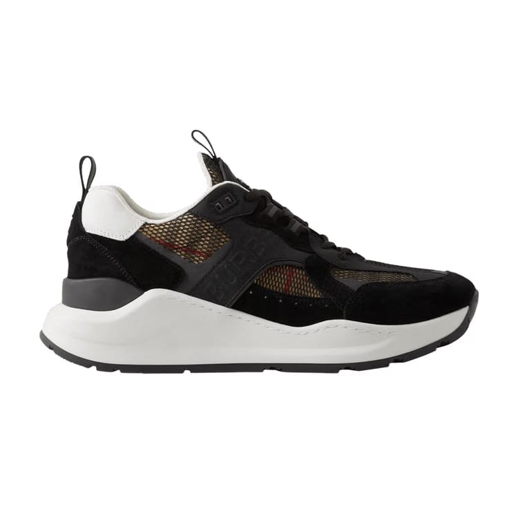 Burberry Check Sneakers Logo Embossed - Black Mesh