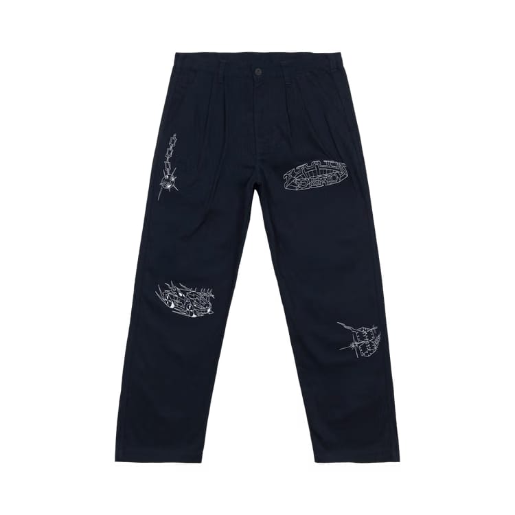 Brain Dead Whips and Chains Wide Leg Pleated Pants Navy