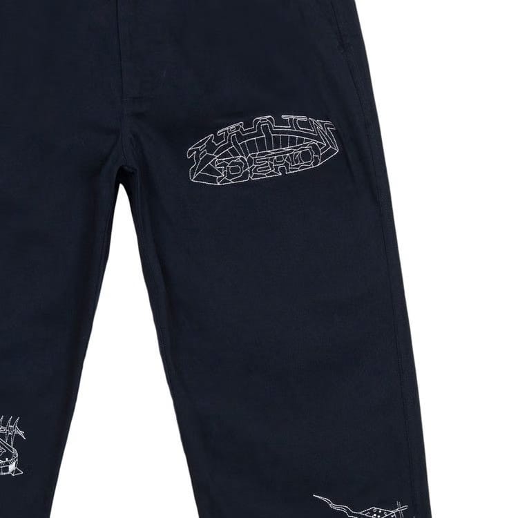 Brain Dead Whips and Chains Wide Leg Pleated Pants Navy