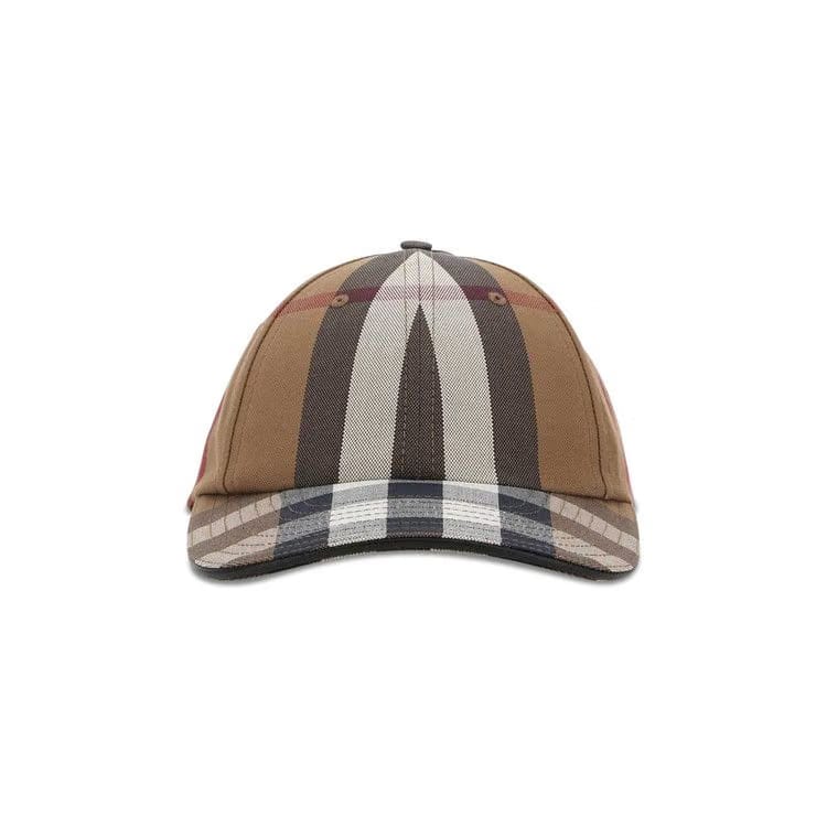 Burberry Logo Detail Check Baseball Cap Brown Chalk