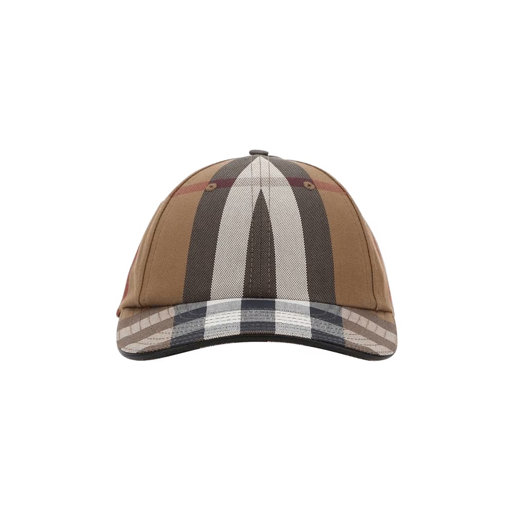 Burberry Logo Detail Check Baseball Cap Brown Chalk