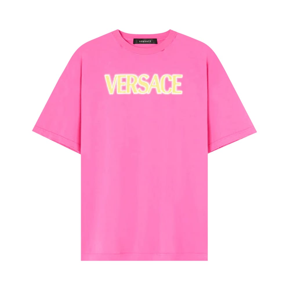 Versace Logo Print T-Shirt Fuchsia/Yellow