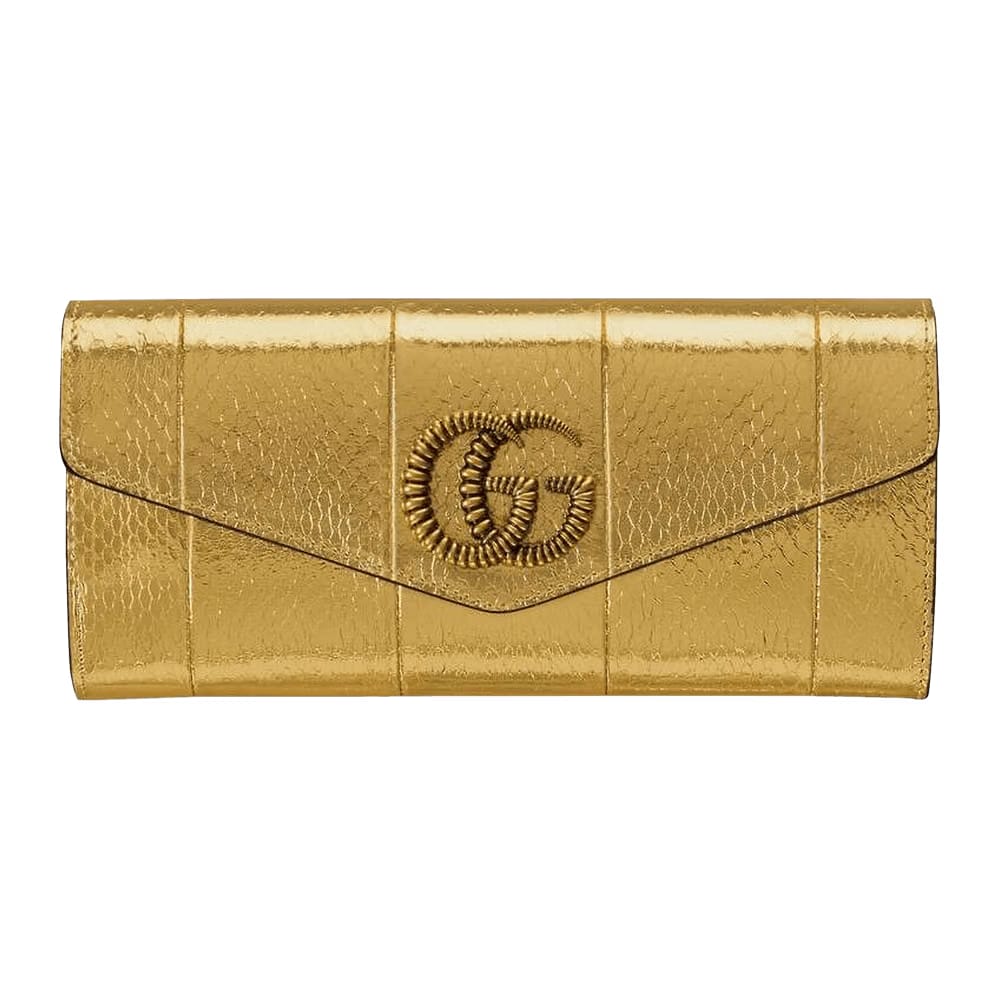 Gucci Broadway Snakeskin Clutch Gold