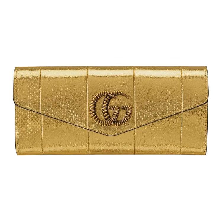 Gucci Broadway Snakeskin Clutch Gold