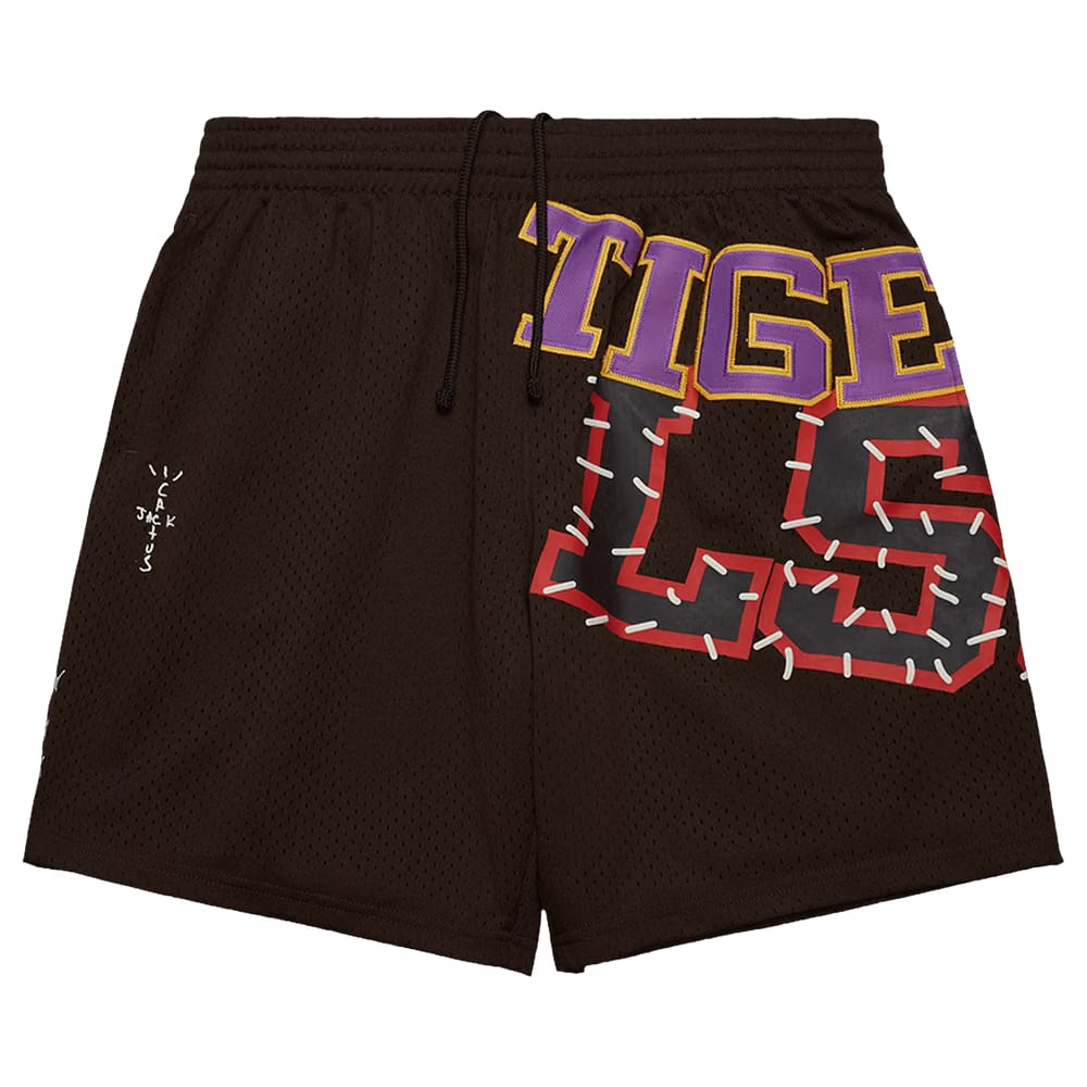Cactus Jack by Travis Scott x Mitchell & Ness Louisiana State University Shorts Brown
