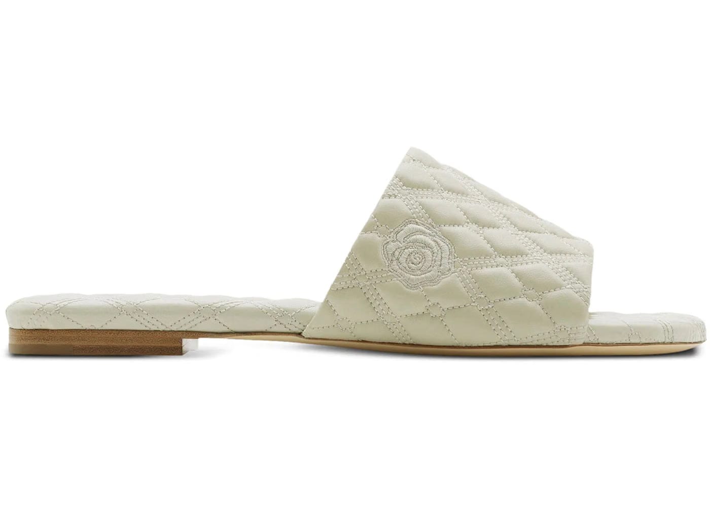 Burberry Wmns Leather Quilt Slide 'Plaster'
