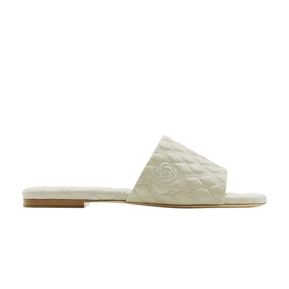 Burberry Wmns Leather Quilt Slide 'Plaster'