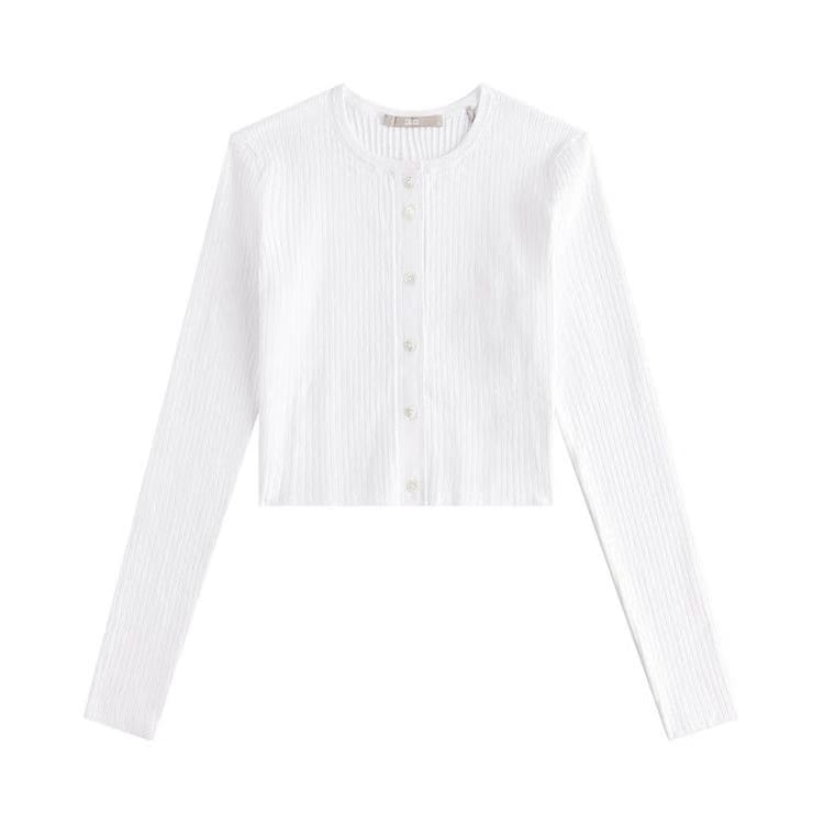 Kith Women Rib Knit Yvette Crop Cardigan White