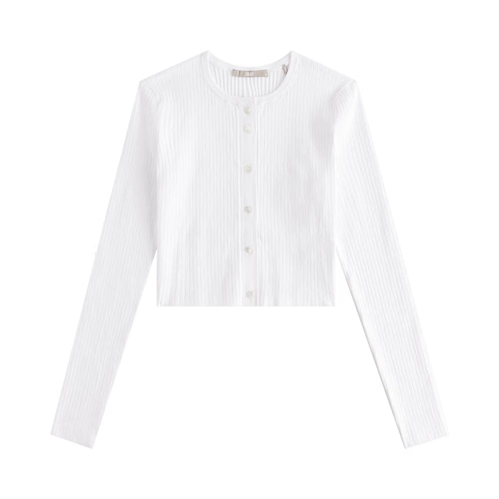Kith Women Rib Knit Yvette Crop Cardigan White