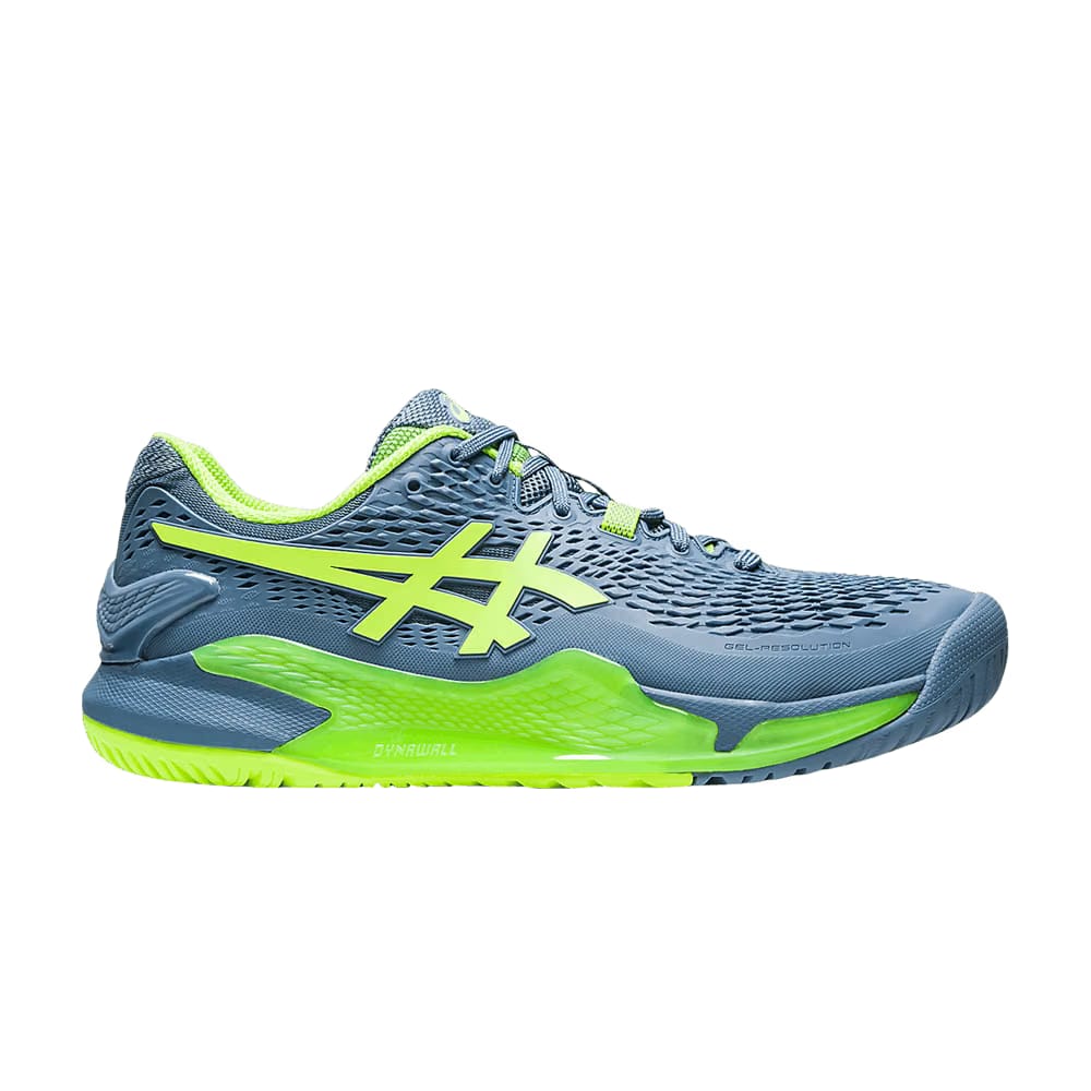 Asics Gel Resolution 9 Wide Steel Blue Hazard Green