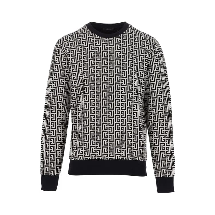 Balmain Monogram Print Sweatshirt Black/White