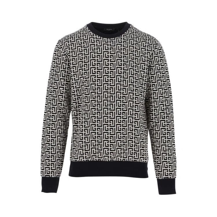 Balmain Monogram Print Sweatshirt Black/White