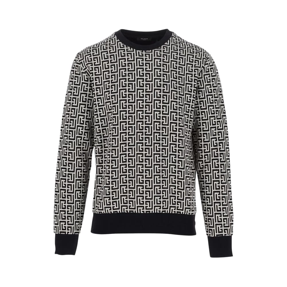 Balmain Monogram Print Sweatshirt Black/White