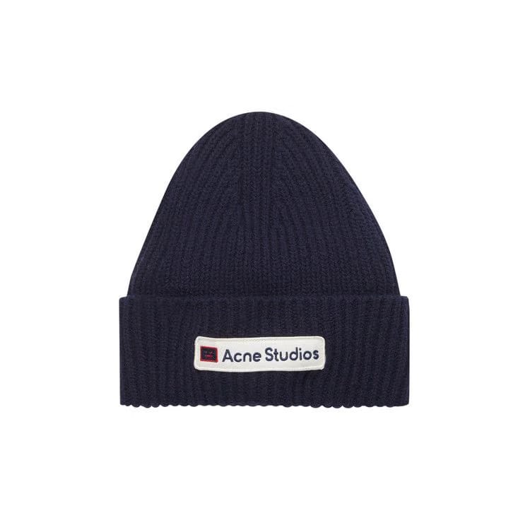 Acne Studios Logo Patch Wool Beanie Navy