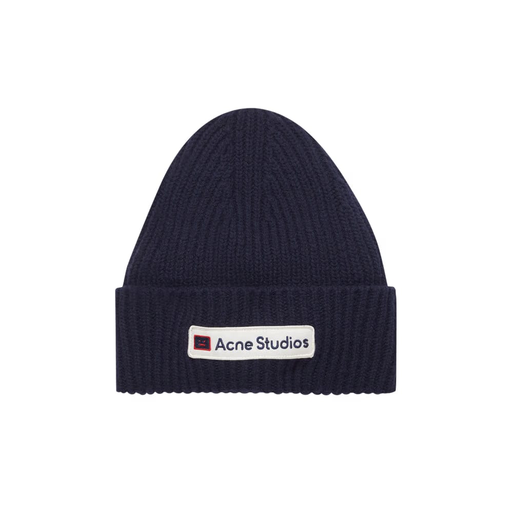 Acne Studios Logo Patch Wool Beanie Navy