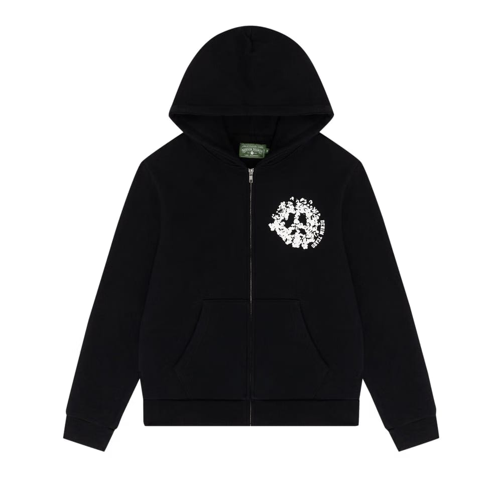 Denim Tears University Zip Hoodie Black/White