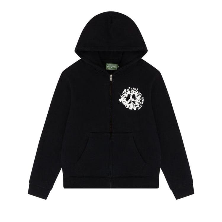Denim Tears University Zip Hoodie Black/White