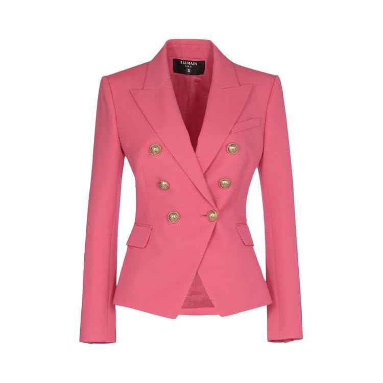 Balmain Grain De Poudre Double Breasted Jacket Pink