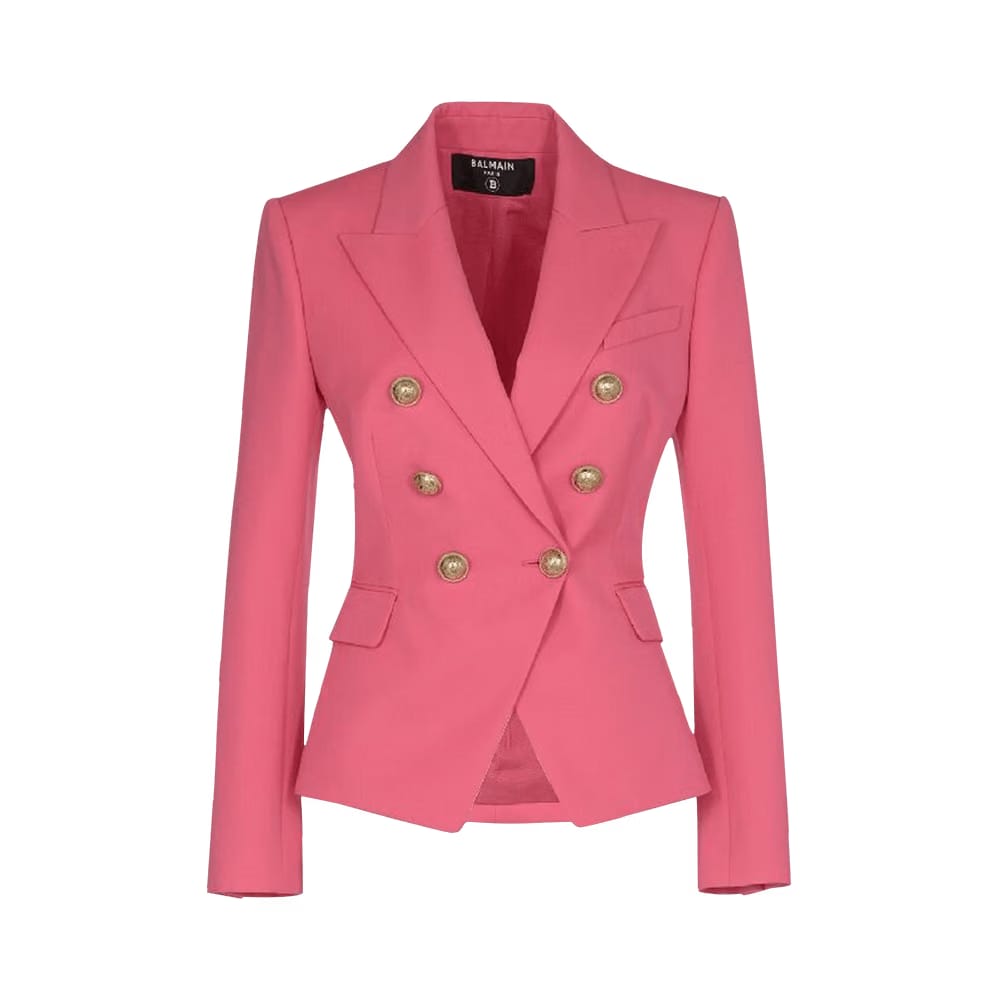 Balmain Grain De Poudre Double Breasted Jacket Pink