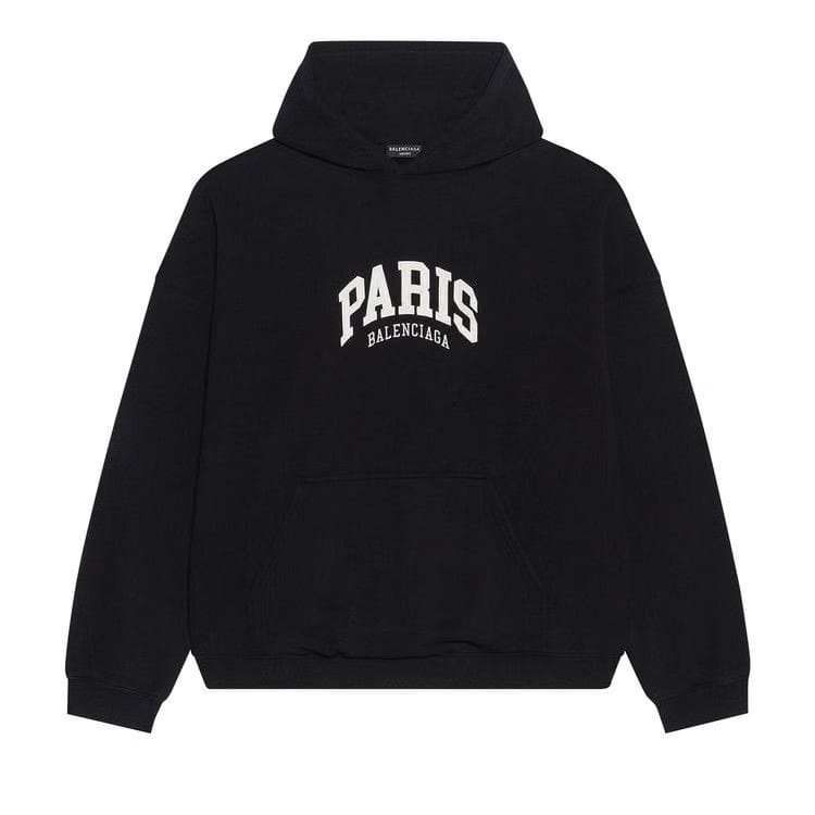 Balenciaga Cities Paris Hoodie Wide Fit Black