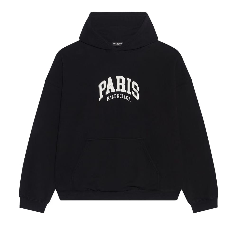 Balenciaga Cities Paris Hoodie Wide Fit Black
